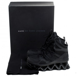 Pre Owned Marc by Marc Jacobs Black Leather And Mesh Spring Platform High Top Sneakers Size 39