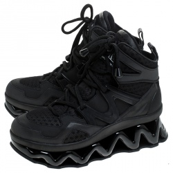 Pre Owned Marc by Marc Jacobs Black Leather And Mesh Spring Platform High Top Sneakers Size 39