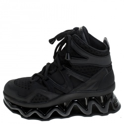 Pre Owned Marc by Marc Jacobs Black Leather And Mesh Spring Platform High Top Sneakers Size 39