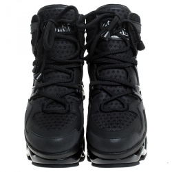 Pre Owned Marc by Marc Jacobs Black Leather And Mesh Spring Platform High Top Sneakers Size 39