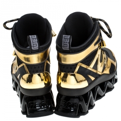 Pre Owned حذاء رياضي مارك باي مارك جاكوبس سبرينغ نعل سميك مرتفع من أعلى جلد و شبكة ذهبي و أسود مقاس 38