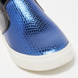 Pre Owned Marc by Marc Jacobs Blue Python Embossed Leather Broome Sneakers Size 37