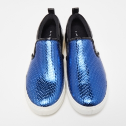 Pre Owned Marc by Marc Jacobs Blue Python Embossed Leather Broome Sneakers Size 37