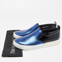 Pre Owned Marc by Marc Jacobs Blue Python Embossed Leather Broome Sneakers Size 37