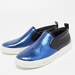 Pre Owned Marc by Marc Jacobs Blue Python Embossed Leather Broome Sneakers Size 37