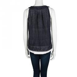 Pre Owned Marc by Marc Jacobs Navy Blue Cutout Overlay Sleeveless Top L