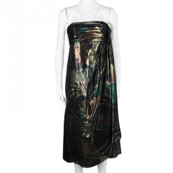 Pre Owned فستان مارك باي مارك جاكوبس بلا أكمام لاميه ميموسا درابيه لوريكس حرير ميتالك S
