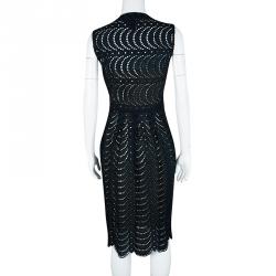 Pre Owned Marc By Marc Jacobs Navy Blue Eyelet Embroidered Ruffle Detail Sleeveless Dress L