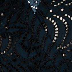 Pre Owned Marc By Marc Jacobs Navy Blue Eyelet Embroidered Ruffle Detail Sleeveless Dress L