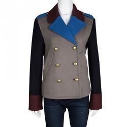 Pre Owned Marc By Marc Jacobs Colorblock Wool Double Breasted Nicoletta Coat M