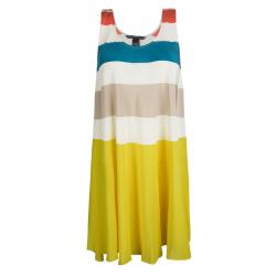 Marc By Marc Jacobs Multicolor Striped Silk Sleeveless Dress S