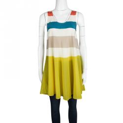 Marc By Marc Jacobs Multicolor Striped Silk Sleeveless Dress S