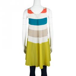 Marc By Marc Jacobs Multicolor Striped Silk Sleeveless Dress S