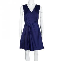 Pre Owned فستان مارك باي مارك جاكوبس بروم بلا أكمام كوكتيل درابيه أزرق رويال S