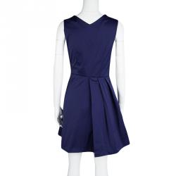 Pre Owned فستان مارك باي مارك جاكوبس بروم بلا أكمام كوكتيل درابيه أزرق رويال S