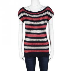 Pre Owned Marc By Marc Jacobs Multicolor Kay Striped Linen Blend Knit Top S