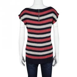 Pre Owned Marc By Marc Jacobs Multicolor Kay Striped Linen Blend Knit Top S
