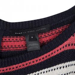 Pre Owned Marc By Marc Jacobs Multicolor Kay Striped Linen Blend Knit Top S