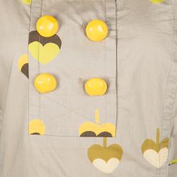 Pre Owned Marc by Marc Jacobs Beige Printed Cotton Tie Detail Double Breasted Sleeveless Dress S