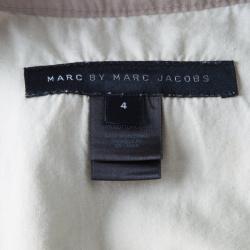 Pre Owned Marc by Marc Jacobs Beige Printed Cotton Tie Detail Double Breasted Sleeveless Dress S