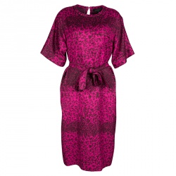 Marc by Marc Jacobs Magenta Animal Printed Silk Belted Dress S