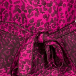 Pre Owned Marc by Marc Jacobs Magenta Animal Printed Silk Belted Dress S