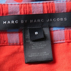 Pre Owned تنورة مارك باي مارك جاكوبس مولي تفاصيل كشكشة سفلية كاروهات زرقاء وبرتقالية M