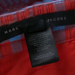 Pre Owned تنورة مارك باي مارك جاكوبس مولي تفاصيل كشكشة سفلية كاروهات زرقاء وبرتقالية M