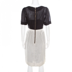 مملوكة مسبقًا Marc by Marc Jacobs Monochrome Printed Silk Silver Birch Dress M