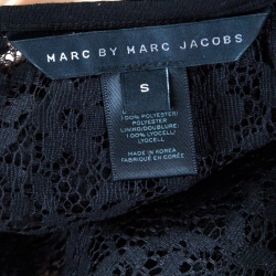 Pre Owned Marc by Marc Jacobs Black and Beige Floral Lace Overlay Dahlia Dress S