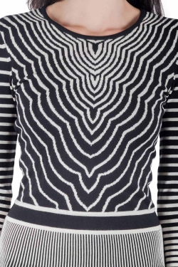 Pre Owned Marc by Marc Jacobs Black Radio Waves Intarsia A Line Dress XS