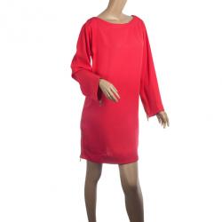Pre Owned Marc by Marc Jacobs Red "Clark" Long Sleeve Zipper Trim Dress L