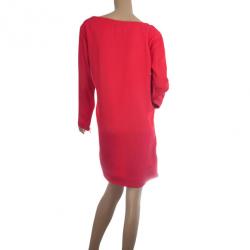 Pre Owned Marc by Marc Jacobs Red "Clark" Long Sleeve Zipper Trim Dress L