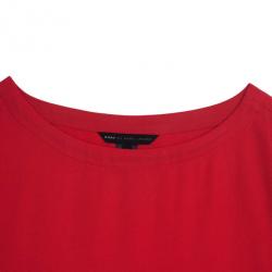 Pre Owned Marc by Marc Jacobs Red "Clark" Long Sleeve Zipper Trim Dress L