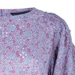 Pre Owned Marc by Marc Jacobs Purple Printed Eyelet Detail Top M