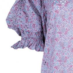 Pre Owned Marc by Marc Jacobs Purple Printed Eyelet Detail Top M