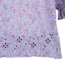 Pre Owned Marc by Marc Jacobs Purple Printed Eyelet Detail Top M