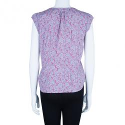 Pre Owned Marc by Marc Jacobs Floral Printed Ruffle Cotton Top M