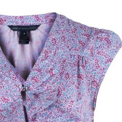 Pre Owned Marc by Marc Jacobs Floral Printed Ruffle Cotton Top M