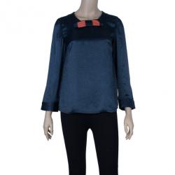 Pre Owned Marc by Marc Jacobs Black Silk Bow Top S