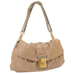 Pre Owned Marc by Marc Jacobs Beige Embossed Leather Shoulder Bag