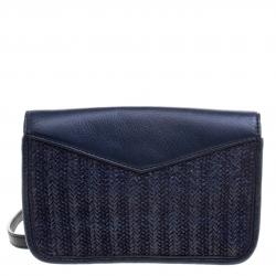 Pre Owned Marc by Marc Jacobs Navy Blue Raffia Bianca Jane Crossbody Bag 