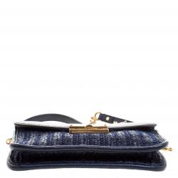 Pre Owned Marc by Marc Jacobs Navy Blue Raffia Bianca Jane Crossbody Bag 