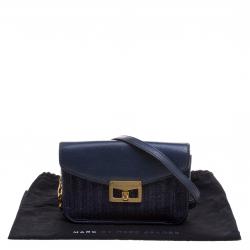 Pre Owned Marc by Marc Jacobs Navy Blue Raffia Bianca Jane Crossbody Bag 