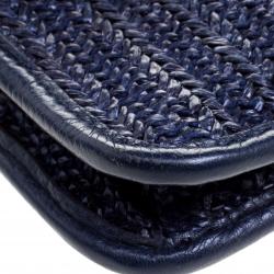 Pre Owned Marc by Marc Jacobs Navy Blue Raffia Bianca Jane Crossbody Bag 