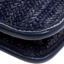 Pre Owned Marc by Marc Jacobs Navy Blue Raffia Bianca Jane Crossbody Bag 