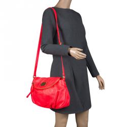 Pre Owned Marc by Marc Jacobs Neon Red Leather Classic Q Natasha Crossbody Bag