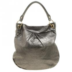 Pre Owned Marc by Marc Jacobs Metallic Grey Leather Classic Q Hillier Hobo