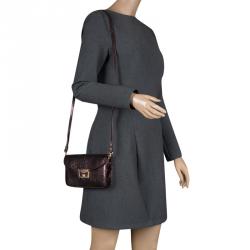 Pre Owned حقيبة كروس مارك باي مارك جاكوبس بيانكا جين أون ايه ليش جلد شيمرينغ ميتالك