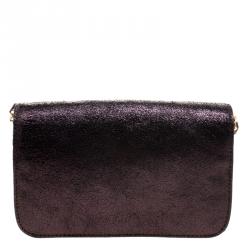 Pre Owned حقيبة كروس مارك باي مارك جاكوبس بيانكا جين أون ايه ليش جلد شيمرينغ ميتالك